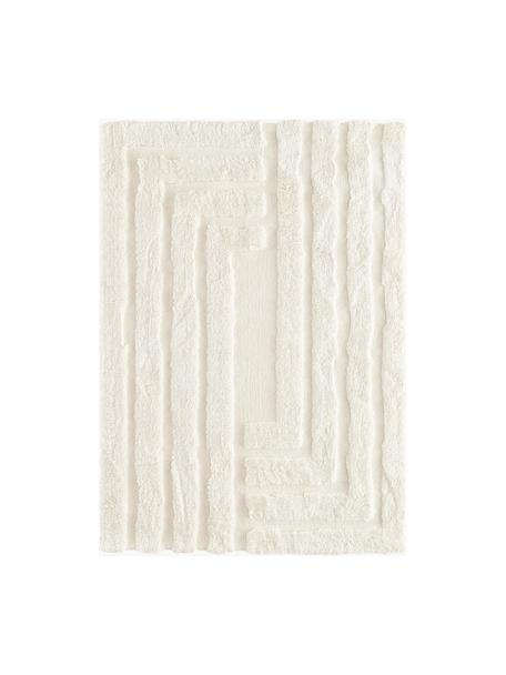 Tapis moelleux à poils longs texturé Genève, Blanc crème, larg. 160 x long. 230 cm (taille M)