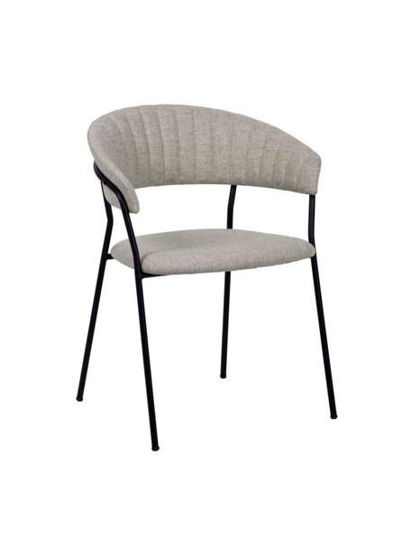 Sedia imbottita Belle 2 pz, Rivestimento: 70% poliestere, 30% acril, Gambe: acciaio verniciato a polv, Tessuto taupe, nero, Larg. 57 x Prof. 54 cm