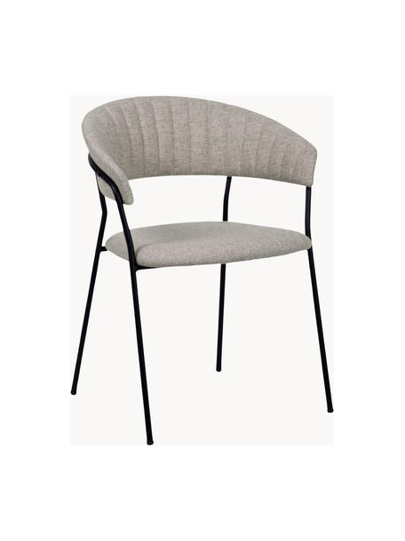 Chaises rembourrées Belle, 2 pièces, Tissu taupe, pieds noirs, larg. 57 x prof. 54 cm