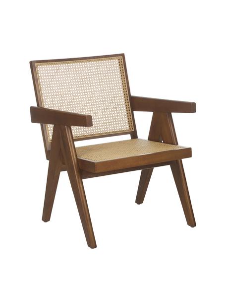 Fotel wypoczynkowy z plecionką wiedeńską Sissi, Stelaż: lite drewno dębowe, Ciemne drewno naturalne, S 58 x G 66 cm
