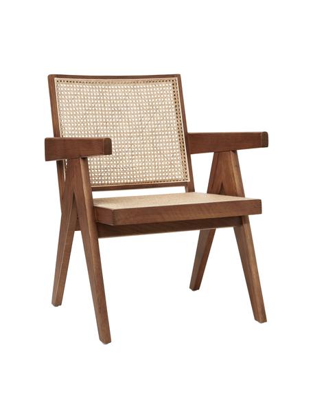 Lounge fauteuil Sissi met Weens vlechtwerk, Frame: massief eikenhout, Zitvlak: rotan, Rotan, eikenhout donker gelakt, B 58 x H 66 cm