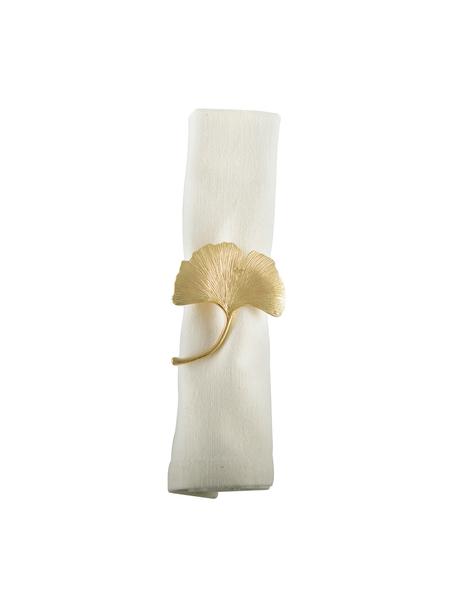 Rond de serviette de table Ginkgo, 4 pièces, Métal, enduit, Couleur dorée, Ø 5 cm x haut. 4 cm