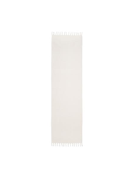 Dunne katoenen loper Agneta in crèmewit, handgeweven, 100% katoen, Crèmewit, B 70 x L 250 cm