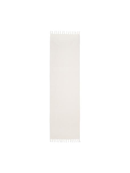 Passatoia sottile in cotone bianco crema tessuta a mano Agneta, 100% cotone, Bianco crema, Larg. 70 x Lung. 250 cm