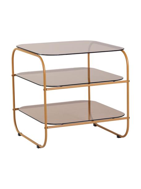 Tavolino in vetro Echo, Ripiani: vetro, Struttura: metallo rivestito, Marrone, ambrato, Larg. 41 x Alt. 42 cm