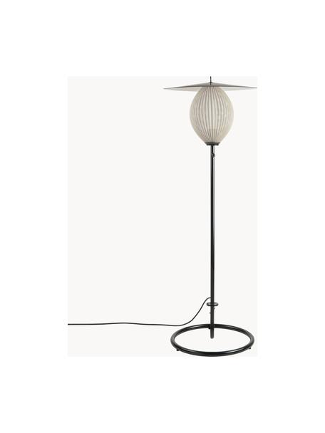 Kleine outdoor vloerlamp Satellite, Lampenkap: plaatstaal, gecoat, Wit, zwart, H 128 cm
