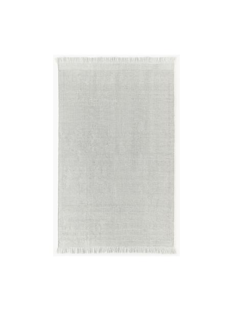 Tapis tissé à plat avec franges Ryder, 100 % polyester, certifié GRS, Gris clair, blanc, larg. 200 x long. 300 cm (taille L)