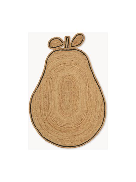 Handgeflochtener Jute-Teppich Pear, 100 % Jute, Beige, Schwarz, B 95 x L 140 cm (Größe XS)