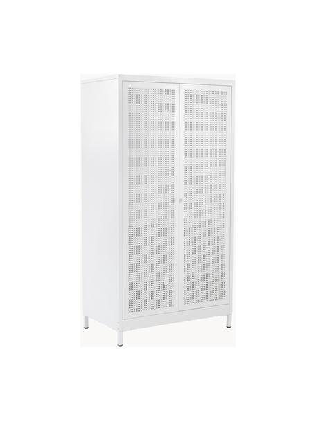 Armadio 2 ante in legno Hilla, Metallo rivestito, Bianco, Larg. 85 x Alt. 162 cm