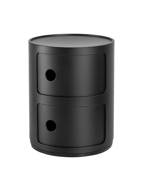 Mesa auxiliar de diseño Componibili, 2 módulos, Tecnopolímero termoplástico elaborado a partir de materiales industriales recicladados, certificado Greenguard, Negro mate, Ø 32 x Al 40 cm