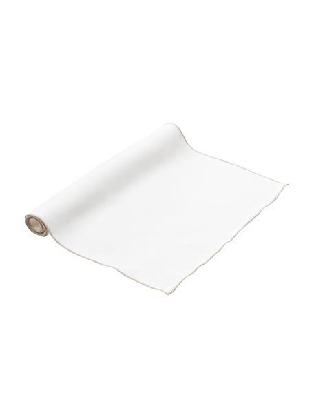 Chemin de table en lin avec passepoil Kennedy, 100 % lin lavé, certifié European Flax, Blanc, larg. 40 x long. 150 cm