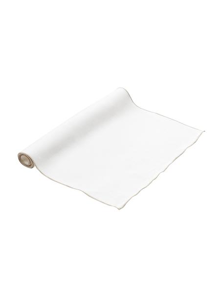 Linnen tafelloper Kennedy met bies, 100% gewassen linnen, Europees Vlas gecertificeerd, Wit, B 40 x L 150 cm