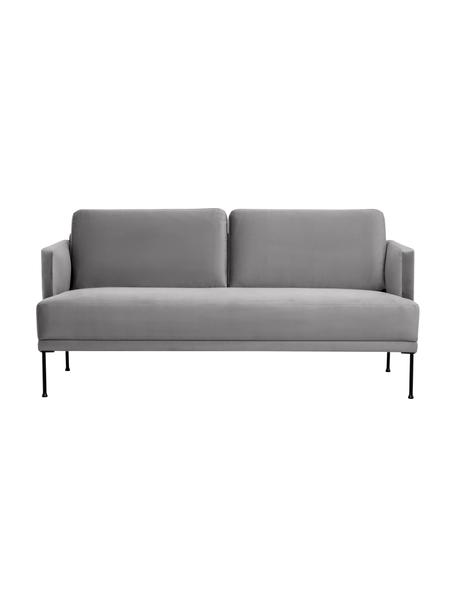 Sofa z aksamitu z metalowymi nogami Fluente (2-osobowa), Tapicerka: aksamit (wysokiej jakości, Stelaż: lite drewno sosnowe z cer, Nogi: metal malowany proszkowo, Jasnoszary aksamit, S 166 x G 85 cm