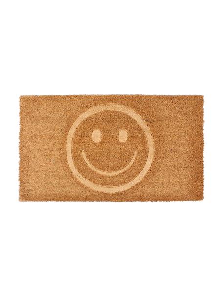 Felpudo Smile, Parte superior: fibras de coco, Reverso: PVC, Marrón, An 40 x L 70 cm
