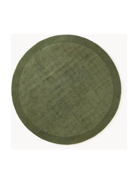 Tapis rond à poils ras Kari, 100 % polyester, certifié GRS, Tons vert foncé, Ø 150 cm (taille M)