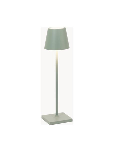 Lampada da tavolo portatile a LED con luce regolabile Poldina, Lampada: alluminio rivestito, Verde salvia opaco, Ø 7 x Alt. 27 cm