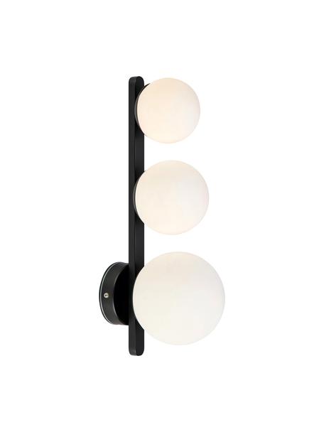 Wandlamp Puro van opaalglas, Lampenkap: opaalglas, Wit, zwart, B 14 cm x H 41 cm