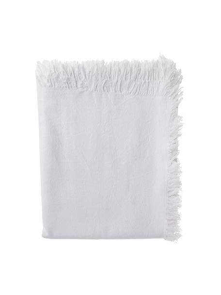 Nappe blanche en tissu Nalia, 100 % coton, Blanc, Pour 6 à 8 pers. (larg. 160 x long. 250 cm)
