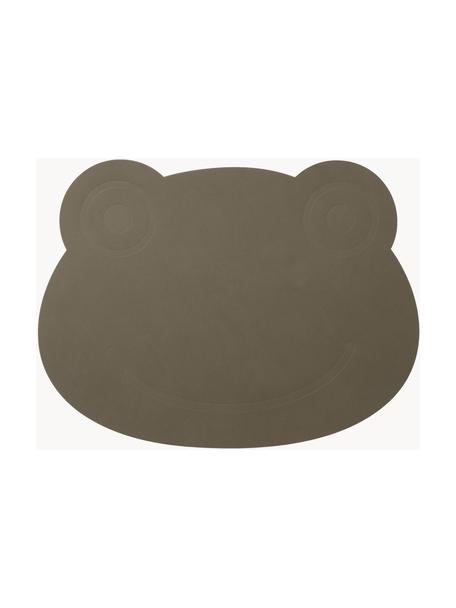 Leder-Tischset Frog, Leder, Gummi, Graugrün, B 38 x L 28 cm