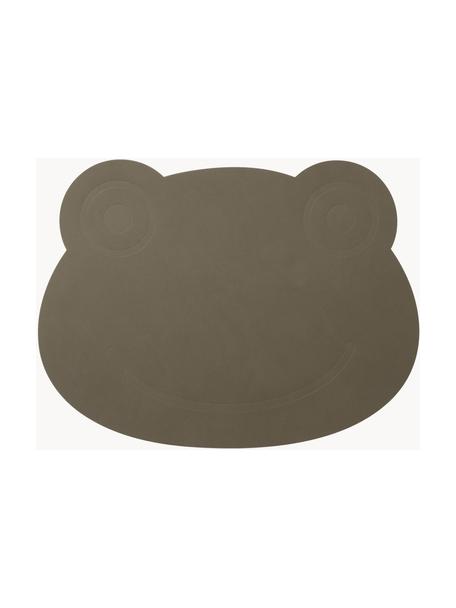 Leren placemat Frog, Leer, rubber, Grijsgroen, B 38 x L 28 cm