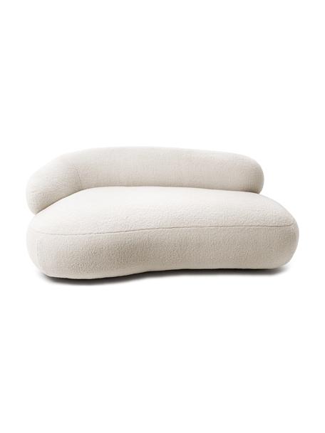 Sofá riñon de borreguillo Alba (2 plazas), Tapizado: Bouclé (100% poliéster) A, Estructura: madera de abeto maciza, m, Patas: plástico, Borreguillo blanco crema, An 185 x F 114 cm, respaldo izquierdo
