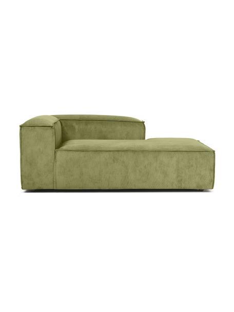 Modulo angolare in velluto a coste Lennon, Rivestimento: velluto a coste (92% poli, Struttura: legno massiccio compensat, Piedini: plastica, Velluto a coste verde, Larg. 119 x Prof. 180 cm, chaise-longue a sinistra