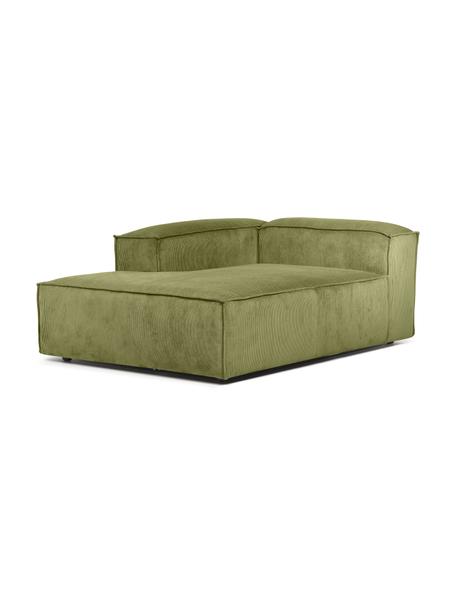 Ottomane-Eckmodul Lennon aus Cord, Bezug: Cord (92% Polyester, 8% P, Gestell: Massives Kiefernholz, FSC, Cord Grün, B 119 x T 180 cm, Eckteil links