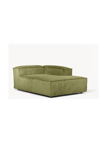 Chaise longue hoekmodule Lennon van corduroy, Bekleding: corduroy (92% polyester, , Frame: massief grenenhout, multi, Poten: kunststof Dit product is , Corduroy olijfgroen, B 119 x D 180 cm, hoekdeel links