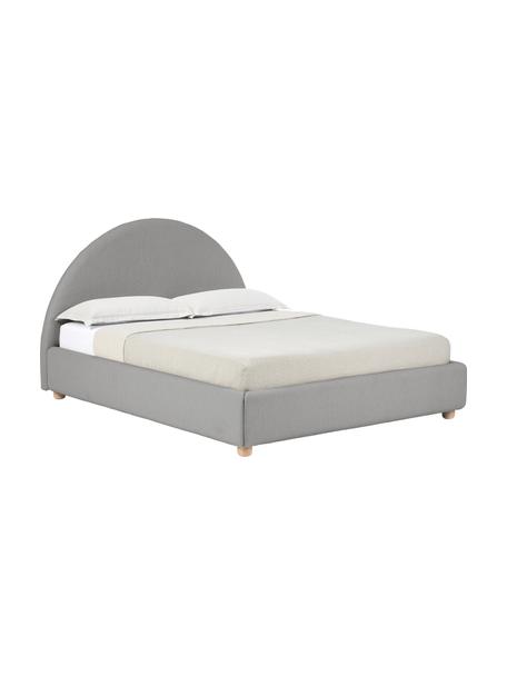 Letto imbottito con contenitore Ebba, Rivestimento: 100% polipropilene Con 23, Piedini: legno di pino massiccio, Tessuto grigio, Larg. 140 x Lung. 200 cm