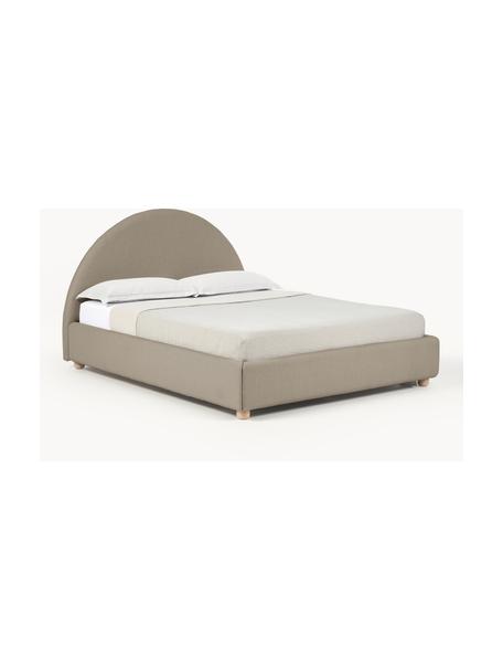 Letto imbottito con contenitore Ebba, Rivestimento: 100% polipropilene Con 23, Piedini: legno di pino massiccio, Tessuto grigio, Larg. 140 x Lung. 200 cm