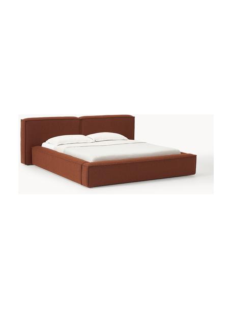Čalouněná bouclé postel Lennon, Terakotová, Š 248 cm, D 243 cm (plocha k ležení 180 cm x 200 cm)