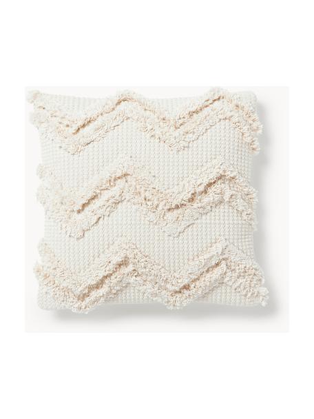 Cojines de asiento de algodón con diseño capitoné en zigzag Akesha, 2 uds., Blanco Off White, An 45 x L 45 cm