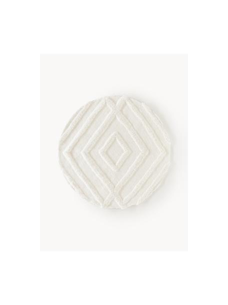 Tapis rond shaggy texturé Magda, Microfibre (100 % polyester), certifié GRS, Blanc crème, Ø 120 cm (taille M)