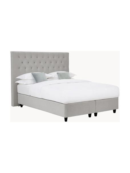 Prémiová zamatová kontinentálna posteľ Phoebe, Zamatová sivá, Š 160 x D 200 cm, tvrdosť H3