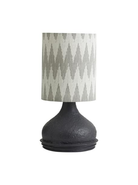 Boho tafellamp Arito, Lampenkap: stof, Lampvoet: gecoat metaal, Zwart, grijs, wit, Ø 22 x H 45 cm