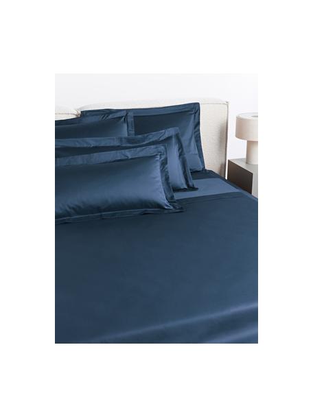 Lenzuola in raso di cotone Premium, Blu scuro, Larg. 180 x Lung. 280 cm