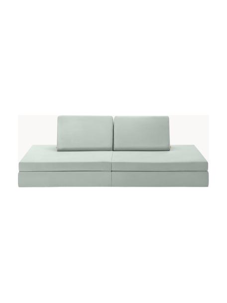 Ręcznie wykonana dziecięca sofa modułowa z aksamitu Mila, Tapicerka: aksamit (100% poliester), Szałwiowy zielony aksamit, S 168 x G 84 cm