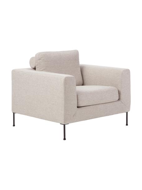 Poltrona con gambe in metallo Cucita, Rivestimento: tessuto (100% poliestere), Struttura: Pino massiccio, certifica, Gambe: metallo laccato, Tessuto beige, Larg. 98 x Prof. 94 cm