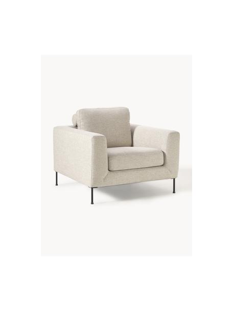 Poltrona con gambe in metallo Cucita, Rivestimento: tessuto (100% poliestere), Struttura: Pino massiccio, certifica, Gambe: metallo laccato, Tessuto beige chiaro, Larg. 98 x Prof. 94 cm