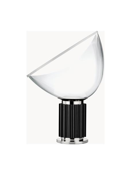 Dimbare LED tafellamp Taccia Small, mondgeblazen, Lampenkap: kunststof, glas, Zwart, Ø 37 x H 49 cm