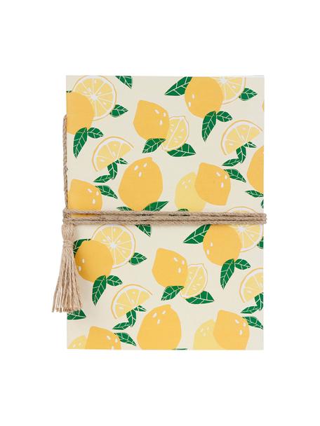 Carnet de notes jaune Summer, Toile, carton solide (100 % papier recyclé), Jaune, vert, larg. 15 x haut. 21 cm