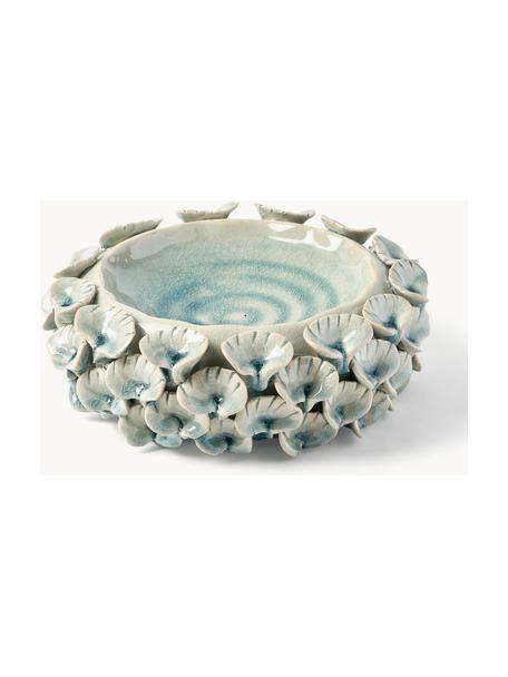 Coupe décorative faite à la main Arlea, Grès cérame, Blanc crème, bleu ciel, Ø 24 x haut. 9 cm