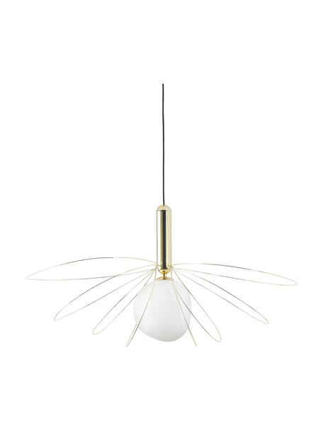Große Pendelleuchte Dela, Lampenschirm: Glas, Weiß, Goldfarben, Ø 21 x H 150 cm
