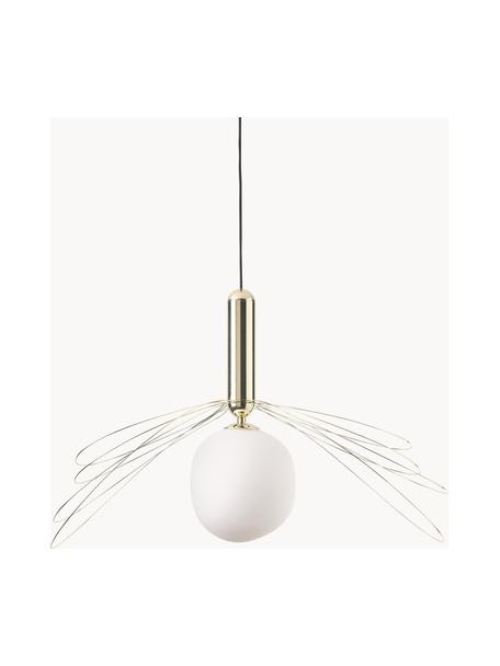 Grote hanglamp Dela, Lampenkap: glas, Wit, goudkleurig, Ø 21 x H 150 cm