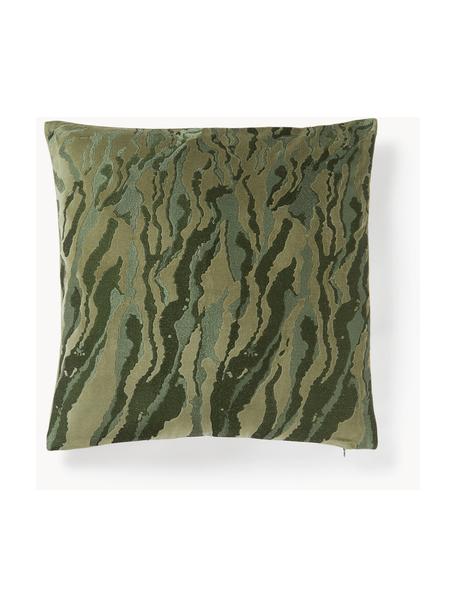 Funda de cojín de terciopelo Phoenix, 100% terciopelo de algodón, Verde oliva, An 45 x L 45 cm
