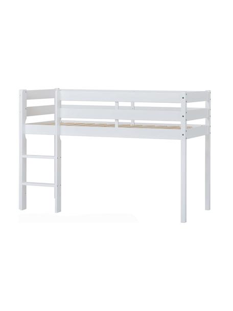 Středně vysoká dětská postel z borovicového dřeva Eco Comfort, 70 x 160 cm, Masivní borovicové dřevo, certifikace FSC, překližka, Bílá, Š 70 cm, D 160 cm, V 114 cm