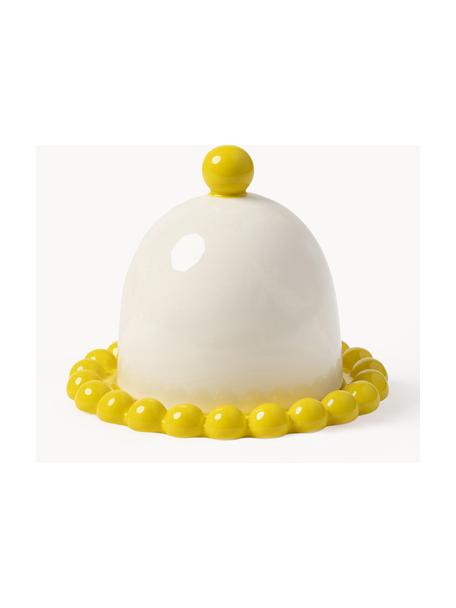 Butterdose Perle, Steingut, Sonnengelb, Off White, Ø 16 x H 13 cm