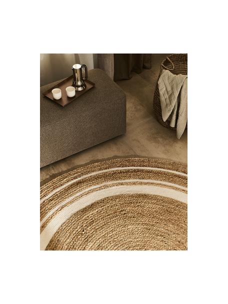 Runder Jute-Teppich Clover, handgefertigt, 75 % Jute, 25 % Baumwolle

Das in diesem Produkt verwendete Material ist schadstoffgeprüft und zertifiziert nach STANDARD 100 by OEKO-TEX®, HOHENSTEIN HTTI, 16.HIN.79297., Braun, Weiss, Ø 200 cm (Grösse L)