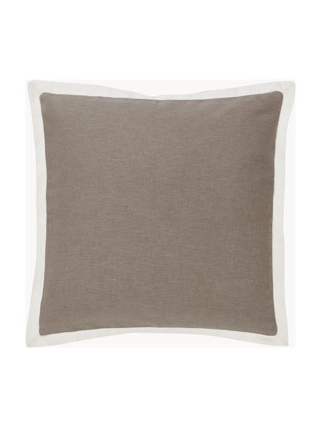 Housse de coussin en lin beige 45x45 Mira, 51 % lin, 49 % coton, Beige, larg. 45 x long. 45 cm