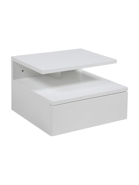 Nástenný nočný stolík so zásuvkou Ashlan, Vláknitá doska strednej hustoty (MDF), dubová dyha, Drevo, biela lakovaná, Š 35 x V 23 cm